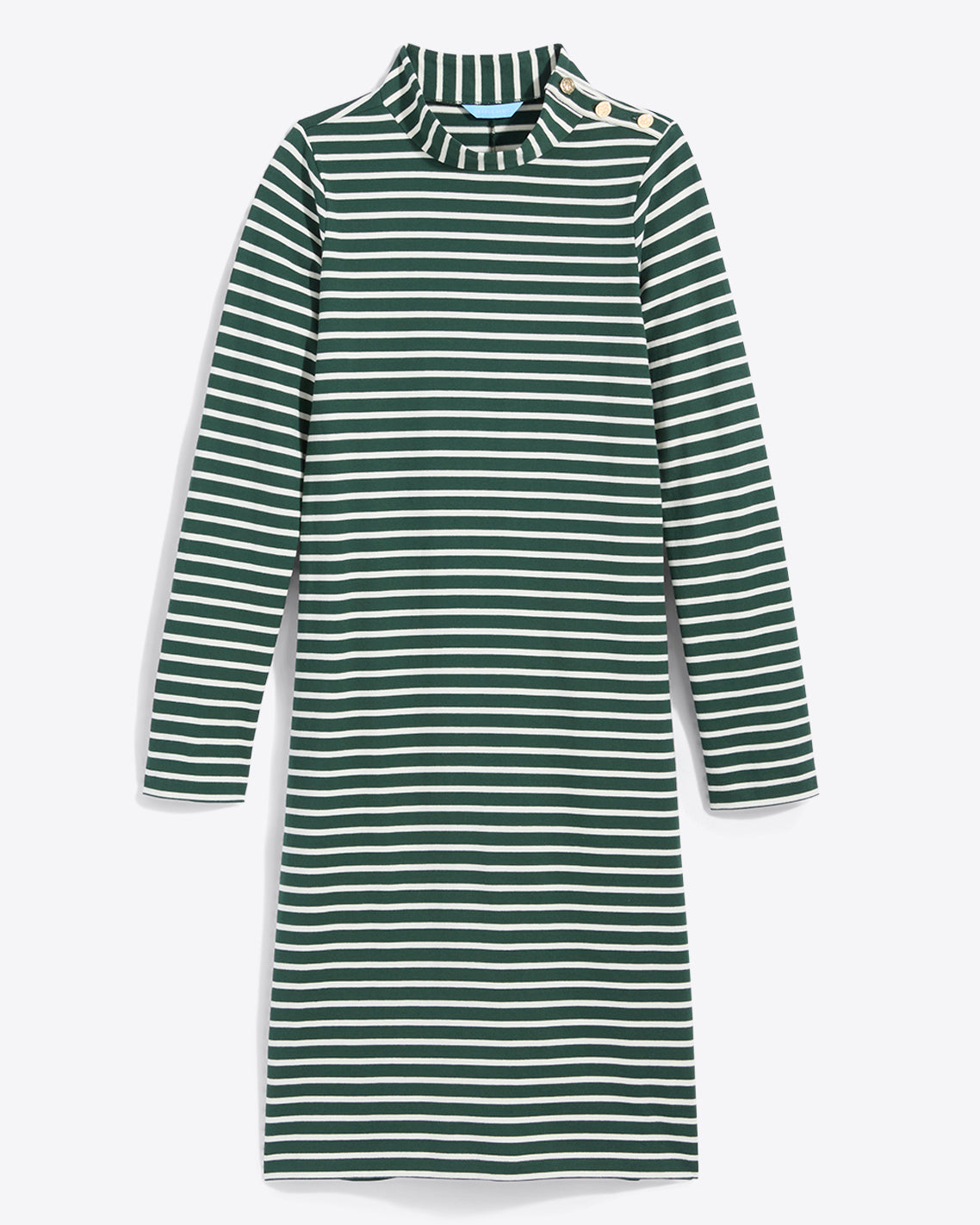 Draper James Green Mariner Stripe Elsie Turtleneck Dress in Green Stripe