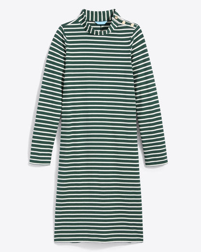 Draper James Green Mariner Stripe Elsie Turtleneck Dress in Green Stripe