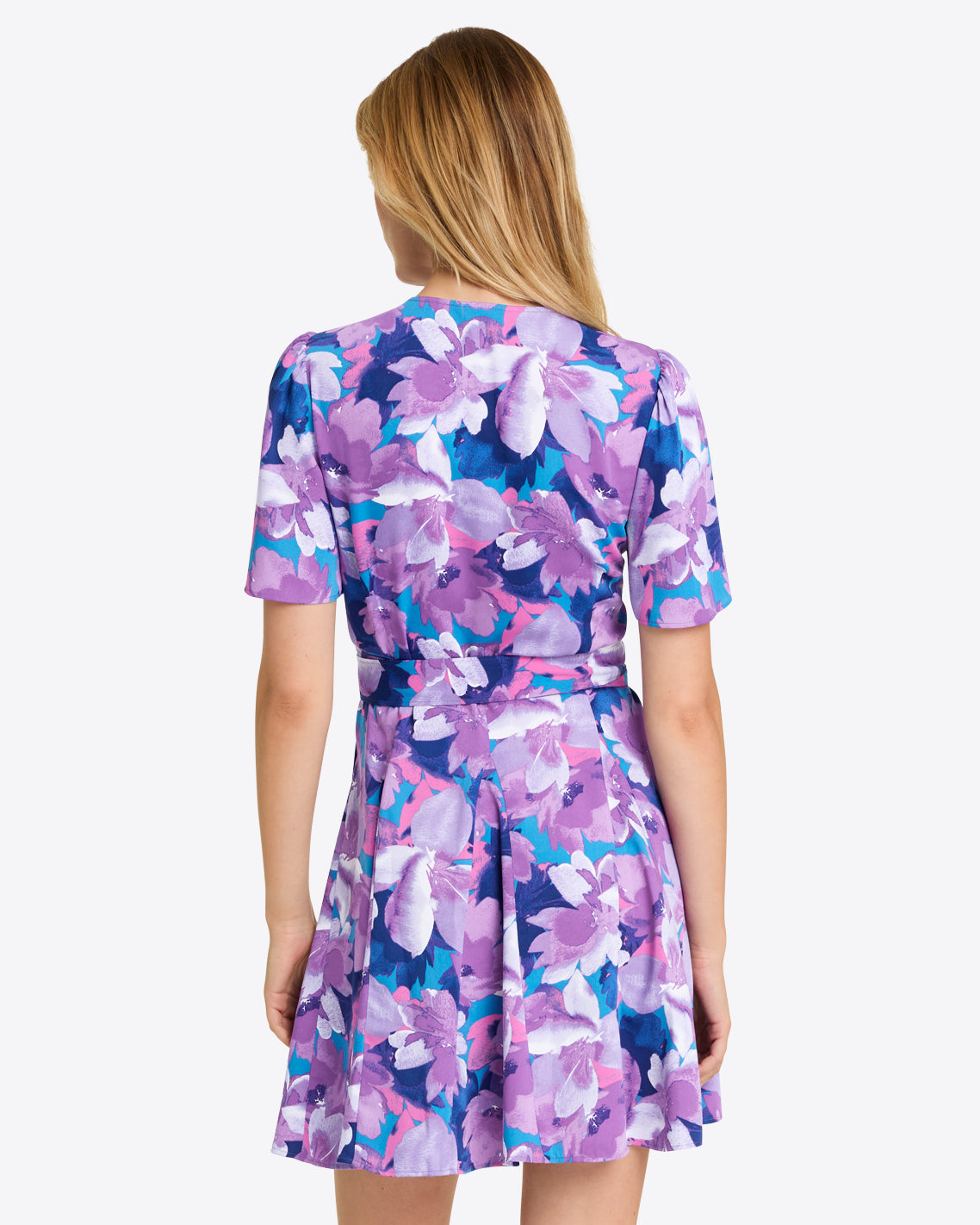 Draper James Purple Watercolor Floral Wendy Wrap Dress