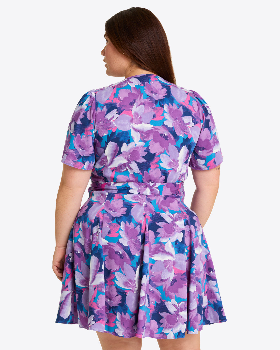 Draper James Purple Watercolor Floral Wendy Wrap Dress