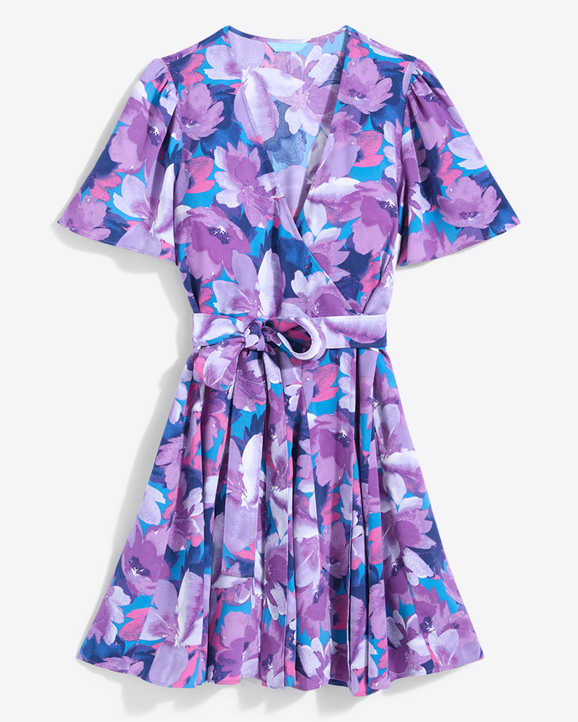 Draper James Purple Watercolor Floral Wendy Wrap Dress