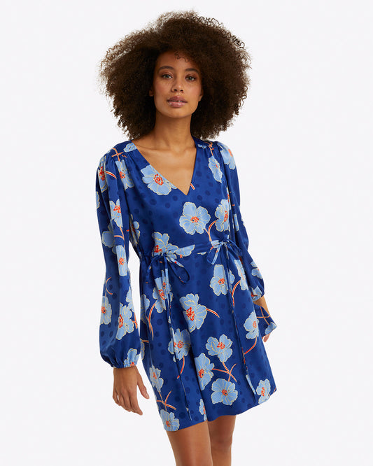 Draper James Poppy Dot Jacquard Kellie Babydoll Dress in Printed Dot Jacquard
