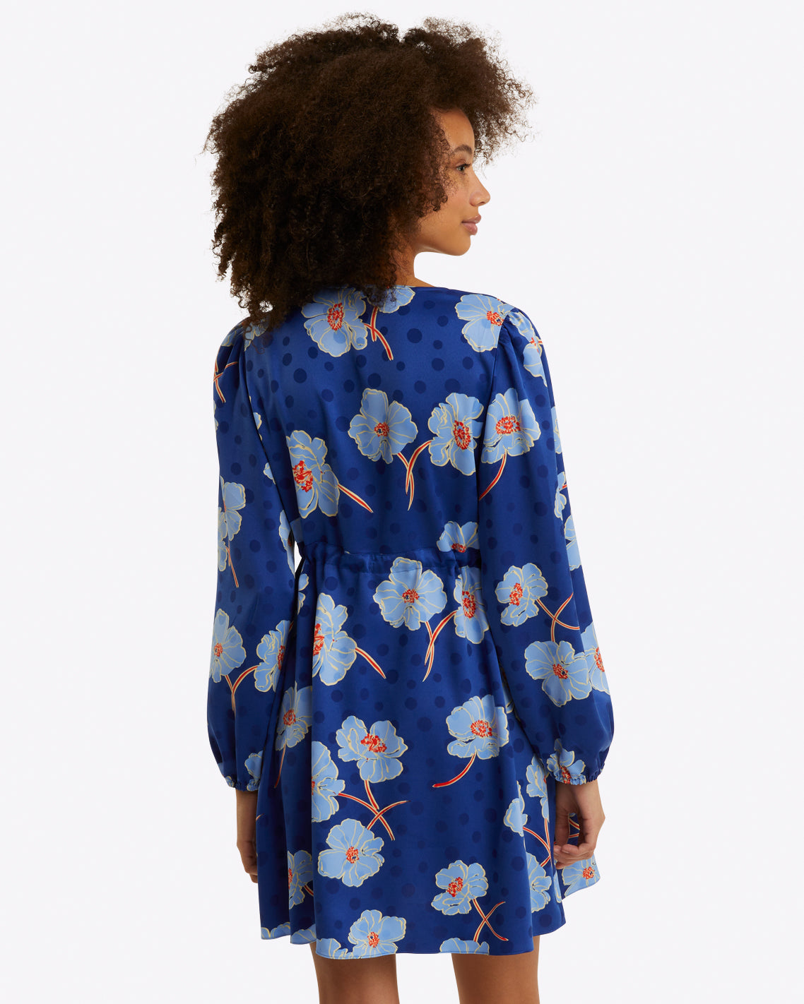 Draper James Poppy Dot Jacquard Kellie Babydoll Dress in Printed Dot Jacquard