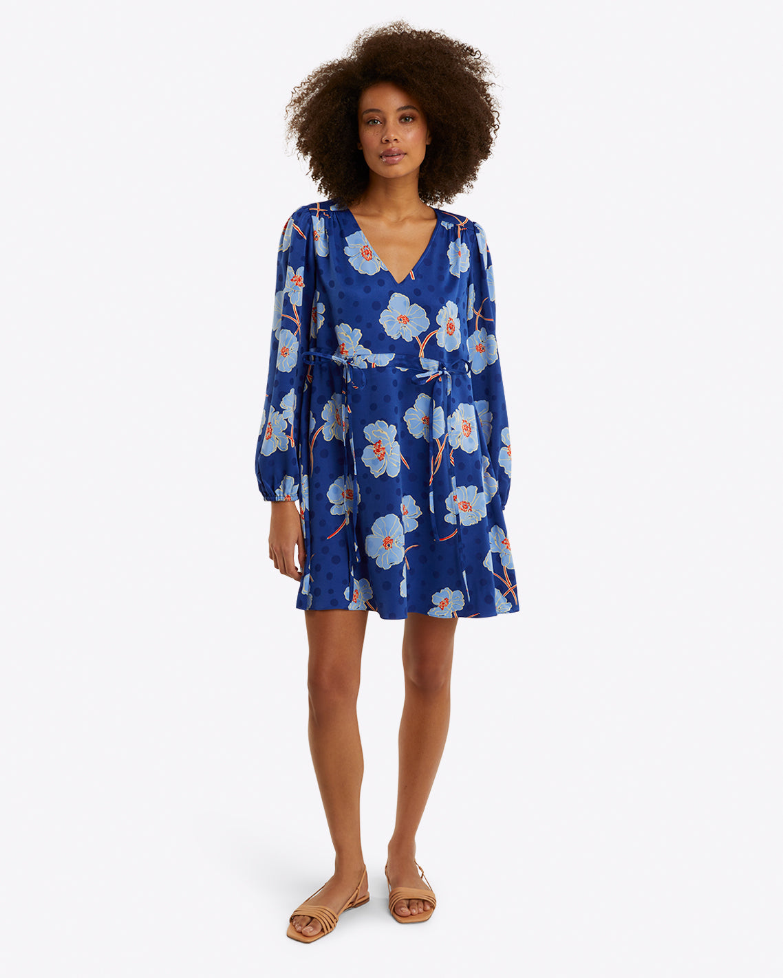 Draper James Poppy Dot Jacquard Kellie Babydoll Dress in Printed Dot Jacquard