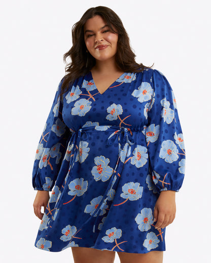 Draper James Poppy Dot Jacquard Kellie Babydoll Dress in Printed Dot Jacquard