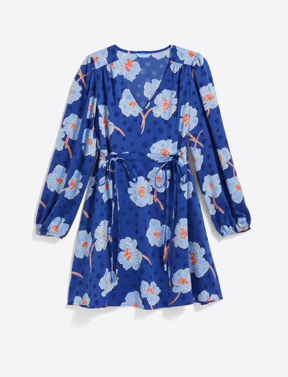 Draper James Poppy Dot Jacquard Kellie Babydoll Dress in Printed Dot Jacquard