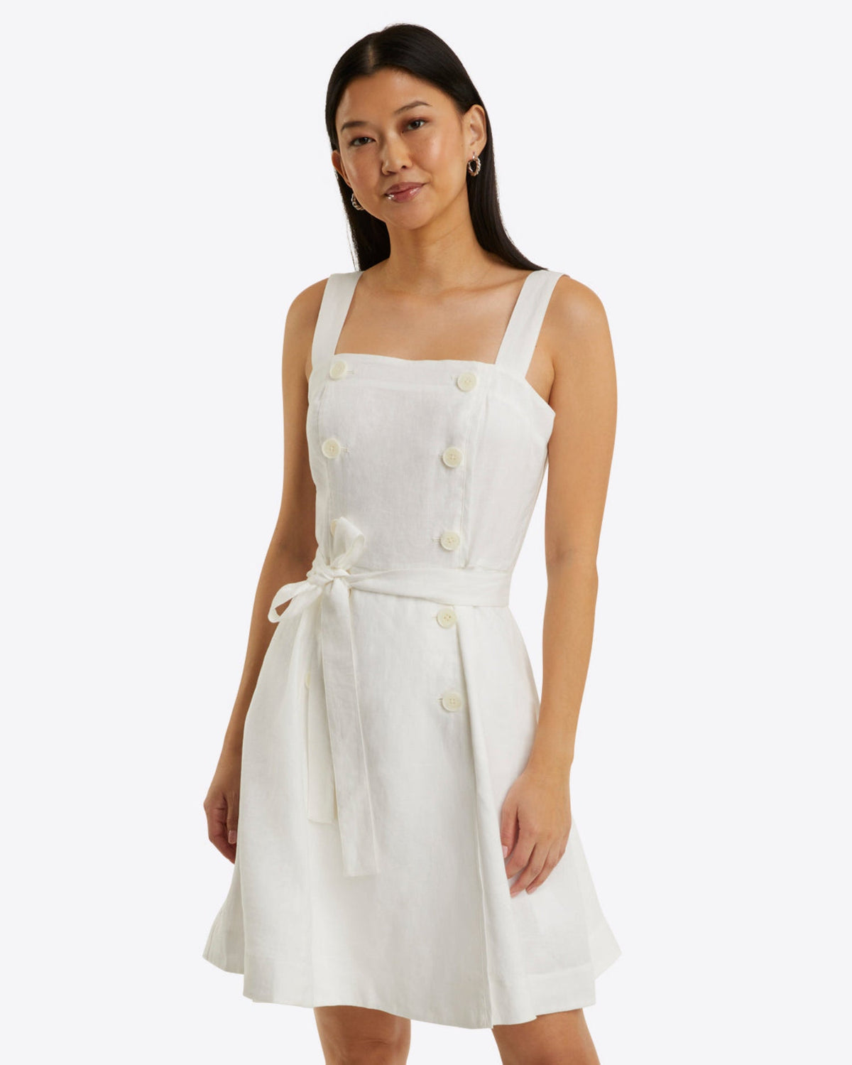 Draper James Magnolia White Kylie Love Circle Mini Dress in Linen