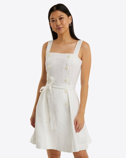 Draper James Magnolia White Kylie Love Circle Mini Dress in Linen