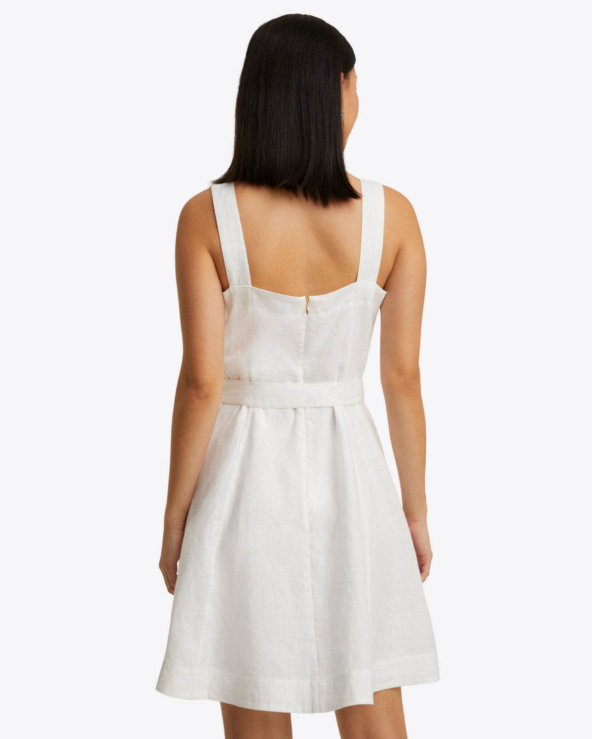 Draper James Magnolia White Kylie Love Circle Mini Dress in Linen