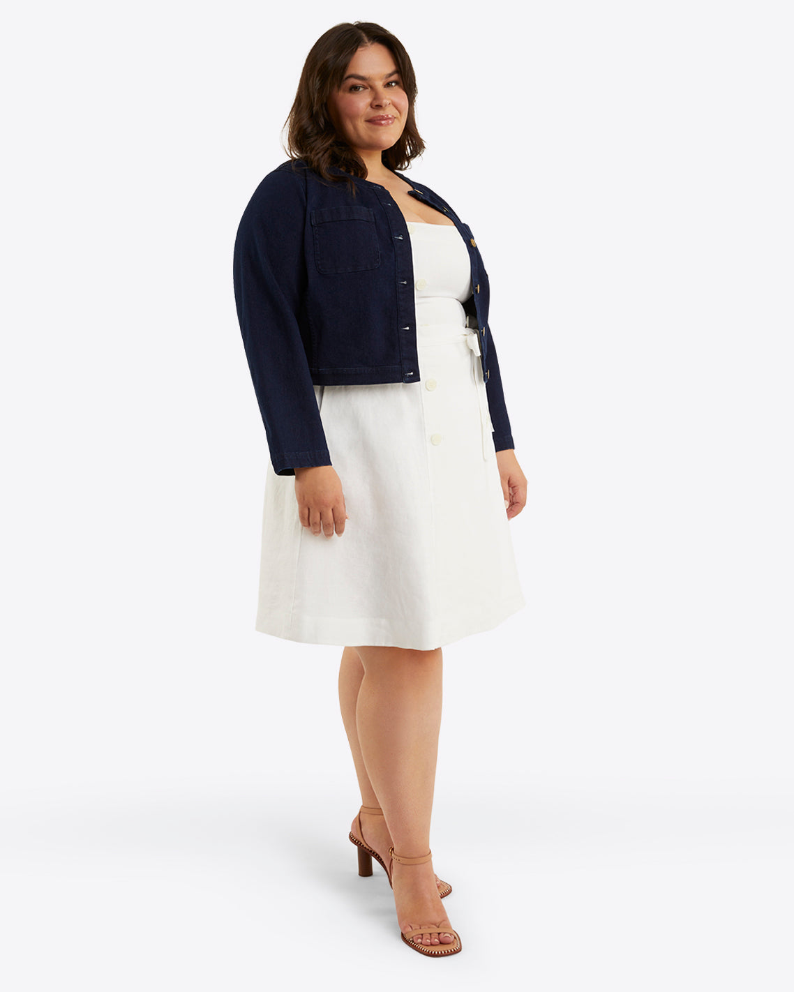 Draper James Magnolia White Kylie Love Circle Mini Dress in Linen