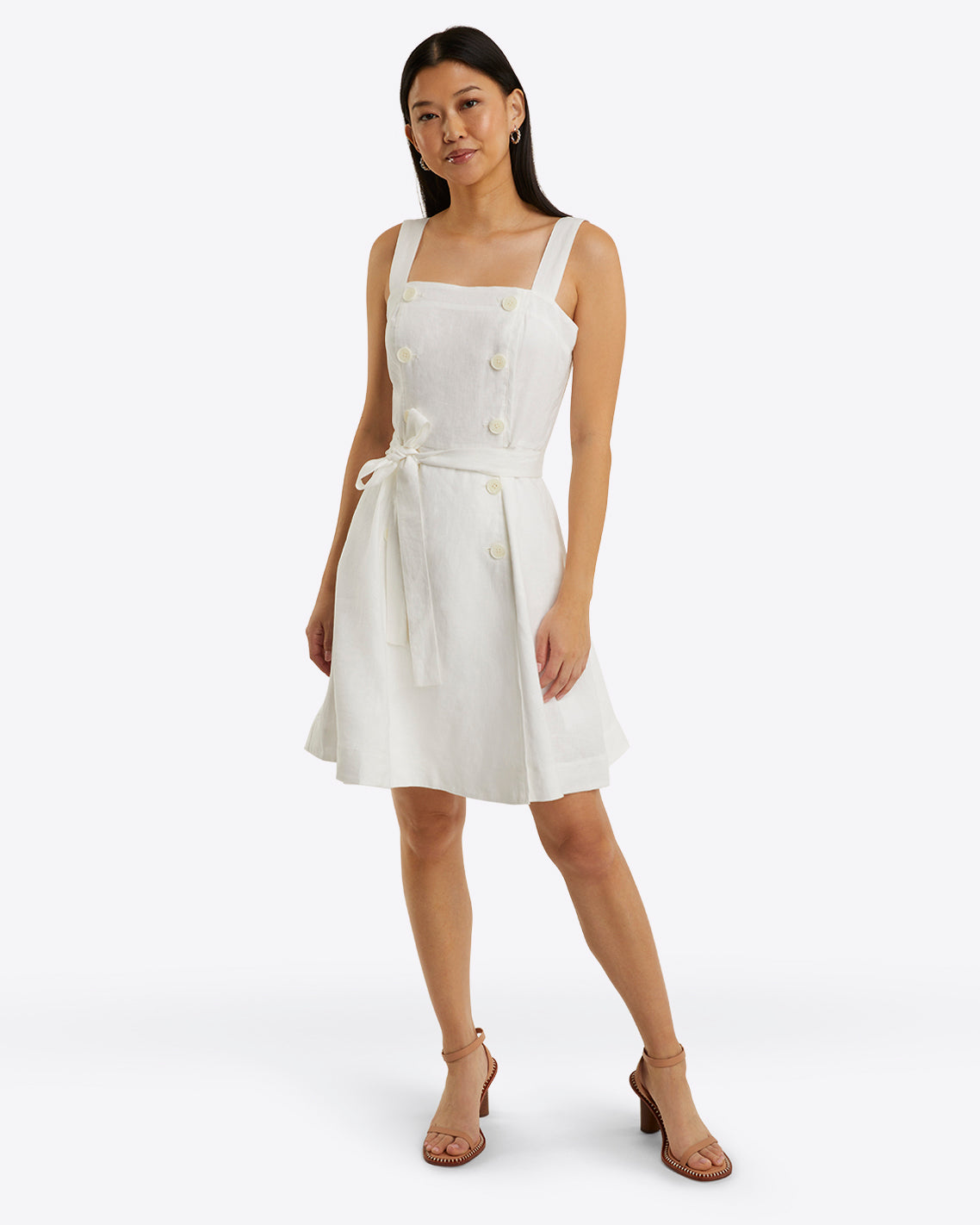 Draper James Magnolia White Kylie Love Circle Mini Dress in Linen