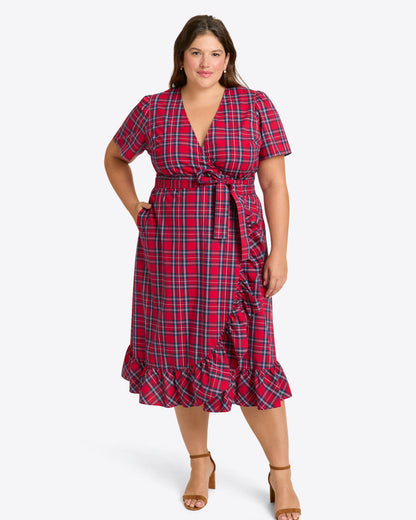 Draper James Angie Plaid Reba Midi Wrap Dress in Angie Plaid