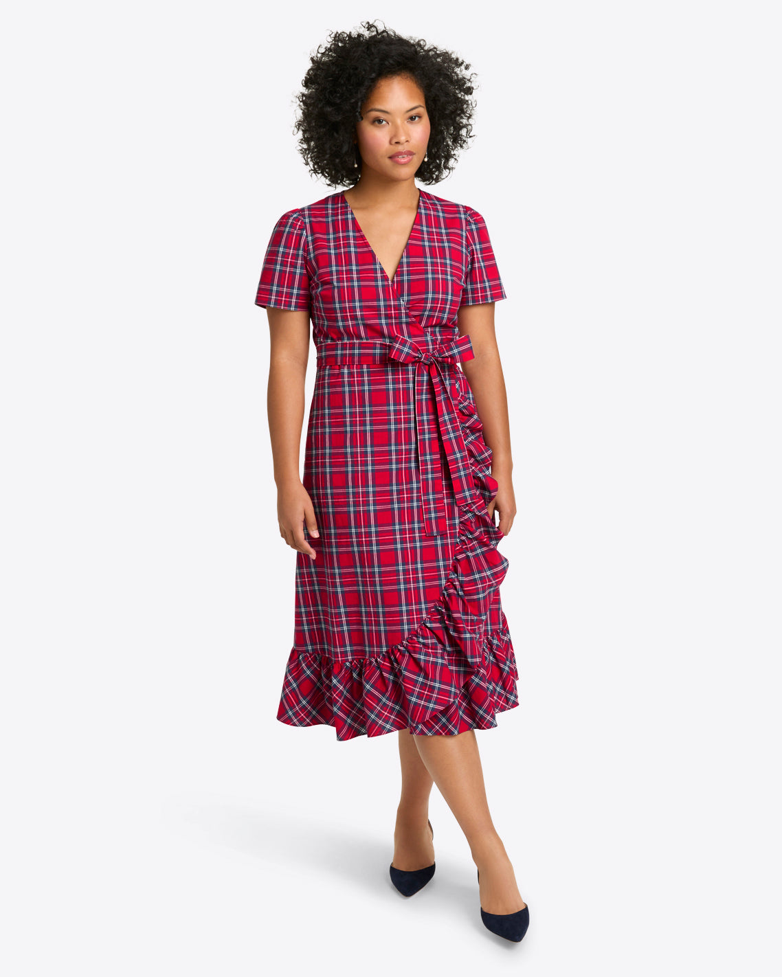 Draper James Angie Plaid Reba Midi Wrap Dress in Angie Plaid