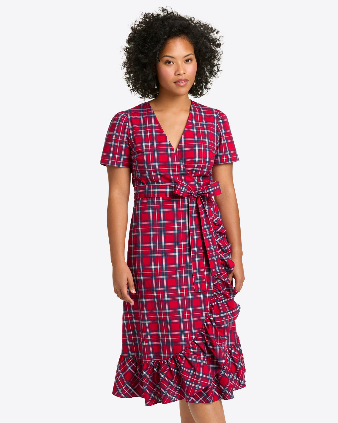 Draper James Angie Plaid Reba Midi Wrap Dress in Angie Plaid