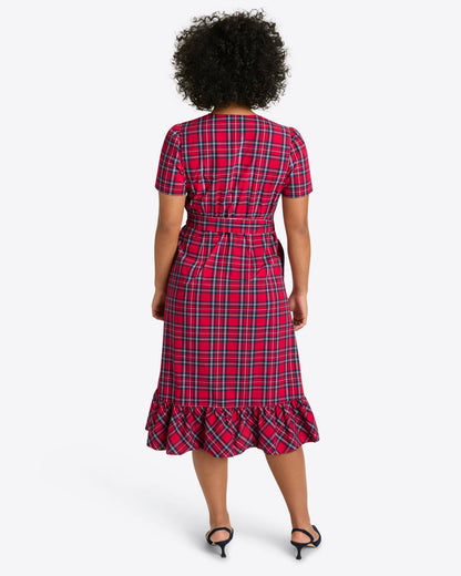 Draper James Angie Plaid Reba Midi Wrap Dress in Angie Plaid