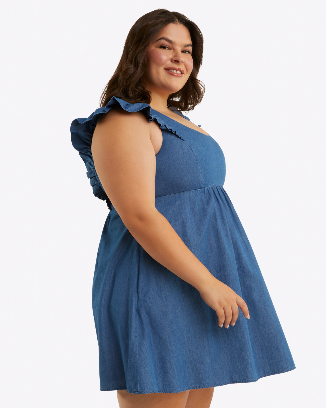 Draper James Medium Wash Chambray Ciara Babydoll Dress in Chambray