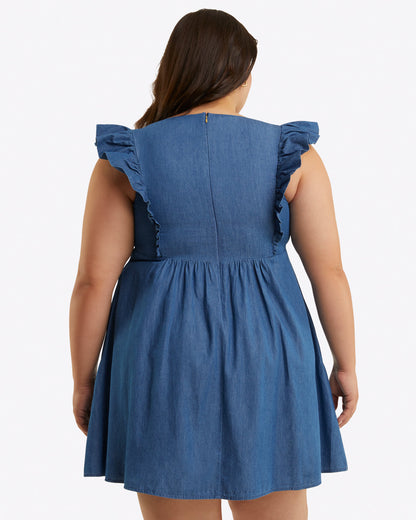 Draper James Medium Wash Chambray Ciara Babydoll Dress in Chambray