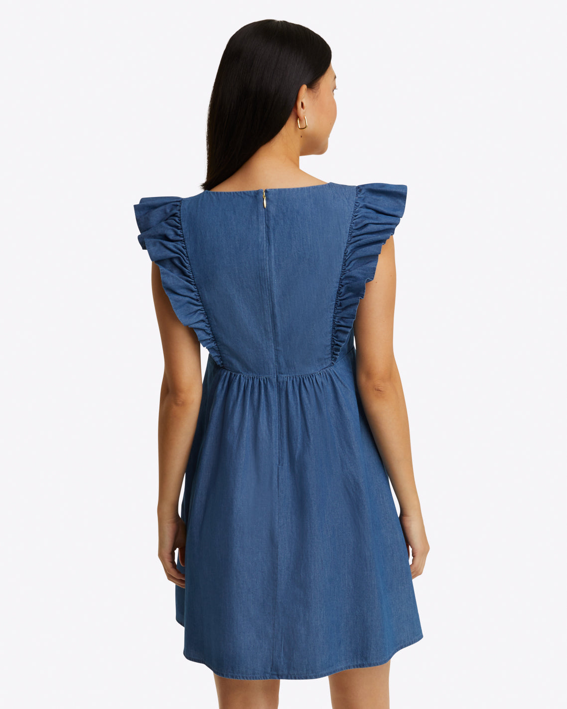 Draper James Medium Wash Chambray Ciara Babydoll Dress in Chambray