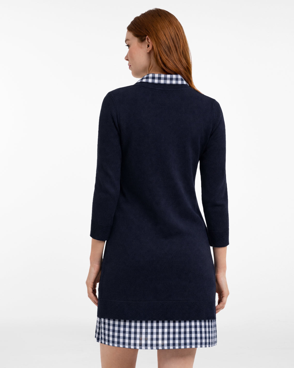 Draper James Nassau Navy Wool and Cotton Combo Sweaterdress in Navy