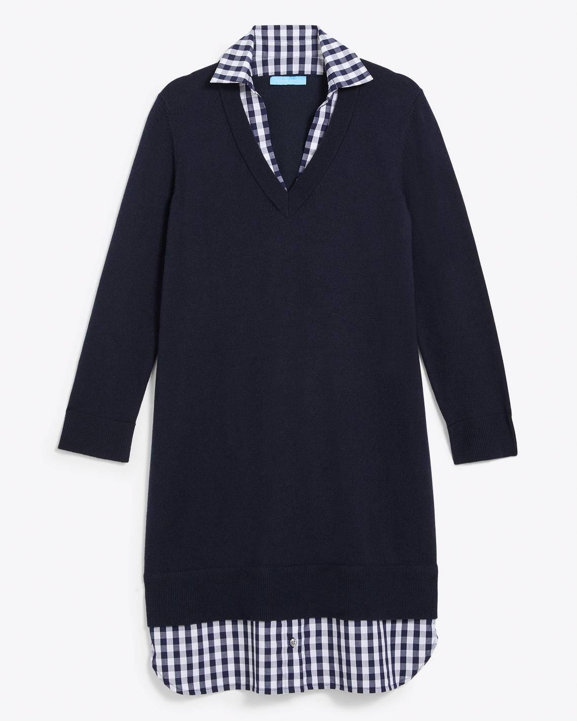 Draper James Nassau Navy Wool and Cotton Combo Sweaterdress in Navy
