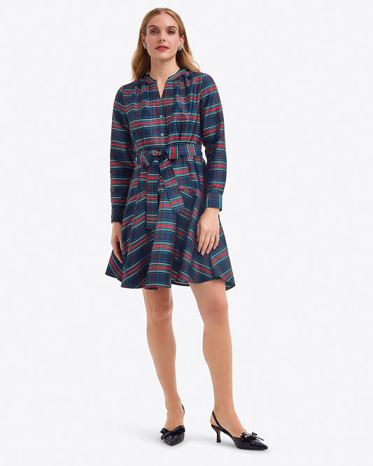 Draper James Georgia Plaid Imogen Mini Shirtdress in Taffeta