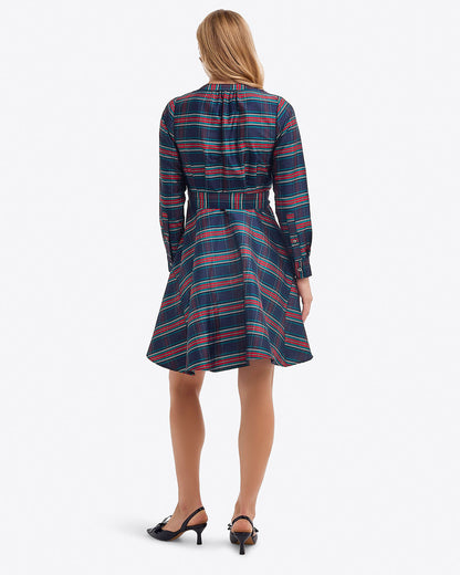 Draper James Georgia Plaid Imogen Mini Shirtdress in Taffeta