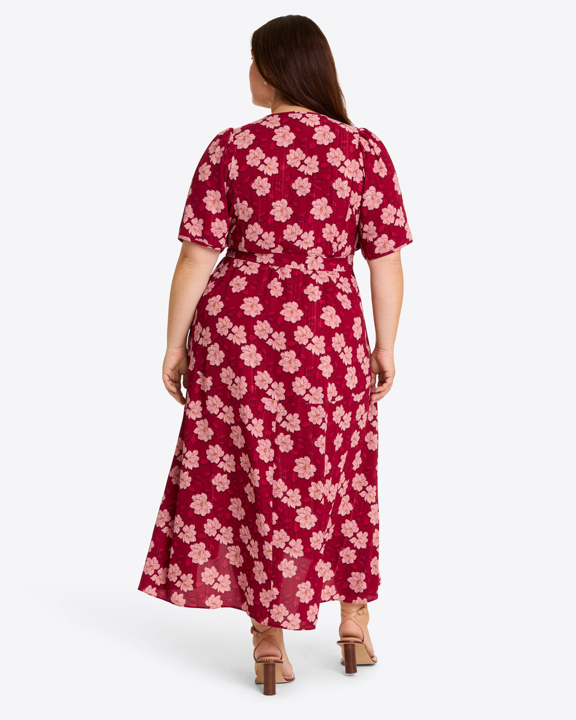 Draper James Red Magnolia Shadows Fiona Wrap Midi Dress in Lurex Crepe