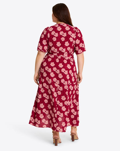 Draper James Red Magnolia Shadows Fiona Wrap Midi Dress in Lurex Crepe