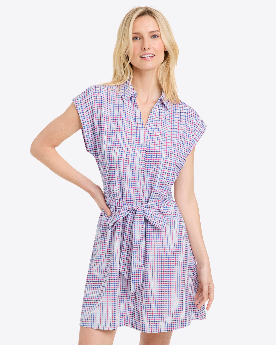 Draper James Stitched Grid Trisha Shirtdress in Stitched Grid