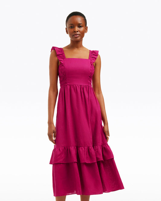 Draper James Raspberry Pink Carrie Midi Dress in Raspberry Pink