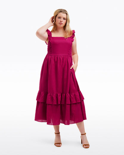 Draper James Raspberry Pink Carrie Midi Dress in Raspberry Pink