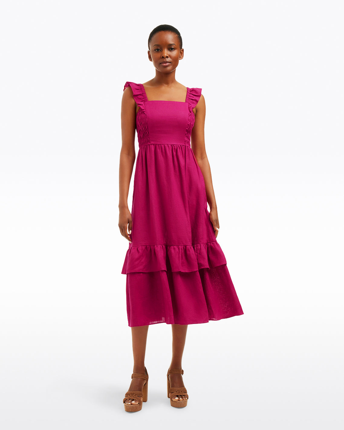 Draper James Raspberry Pink Carrie Midi Dress in Raspberry Pink