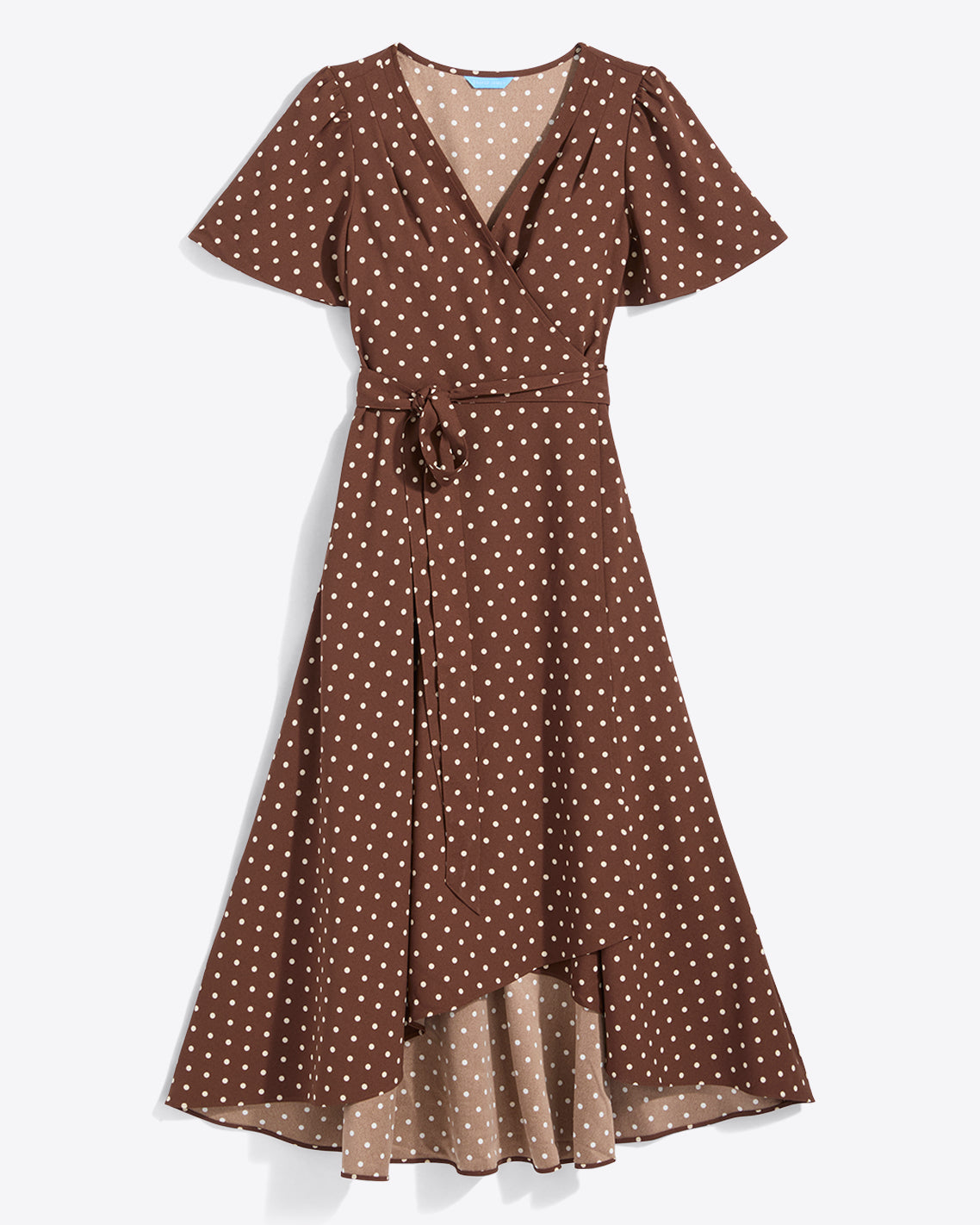 Draper James Brown Gigi Wrap Dress in Matte Satin