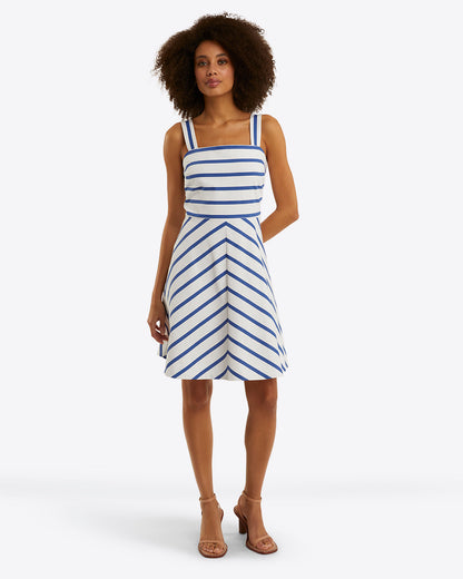Draper James Blue Nautical Stripe Zoe Love Circle Dress in Cotton
