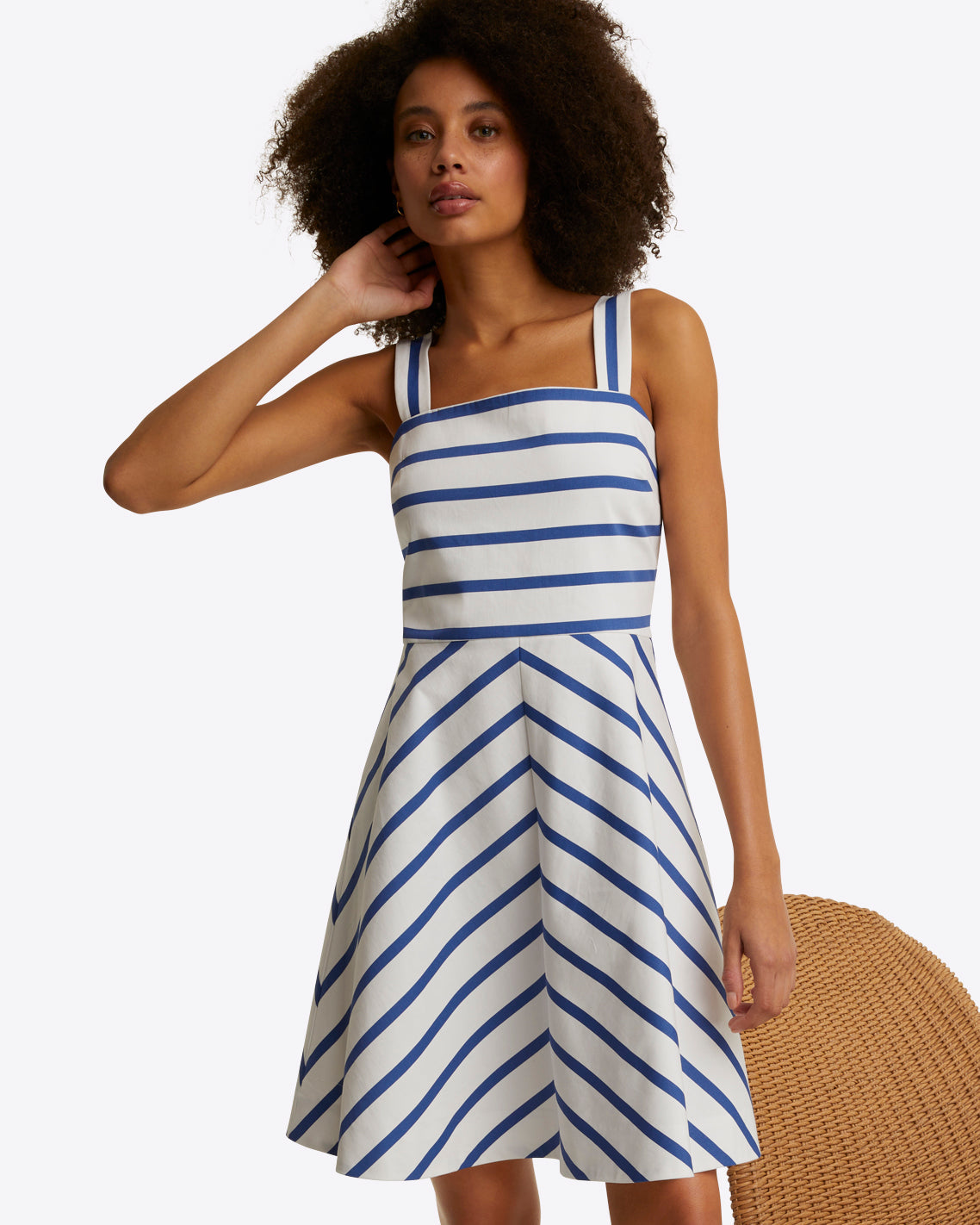 Draper James Blue Nautical Stripe Zoe Love Circle Dress in Cotton