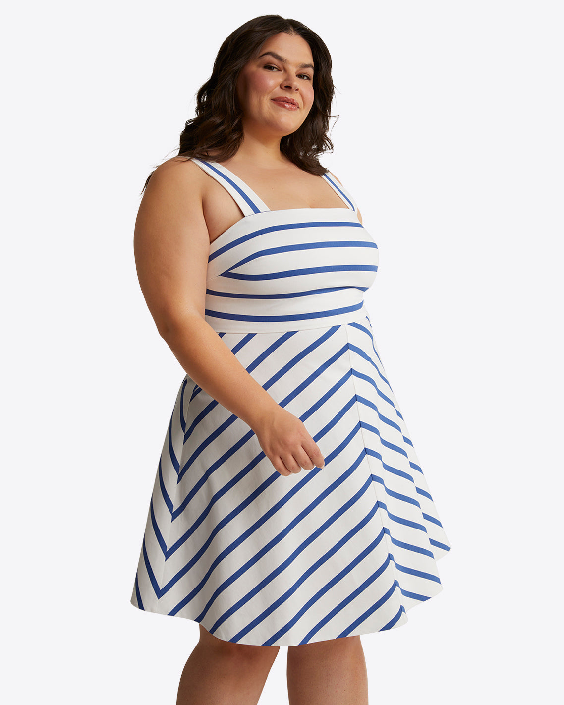 Draper James Blue Nautical Stripe Zoe Love Circle Dress in Cotton