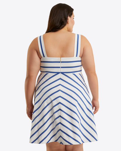 Draper James Blue Nautical Stripe Zoe Love Circle Dress in Cotton