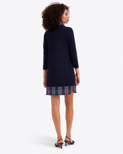 Draper James Nassau Navy Wool and Cotton Combo Sweaterdress