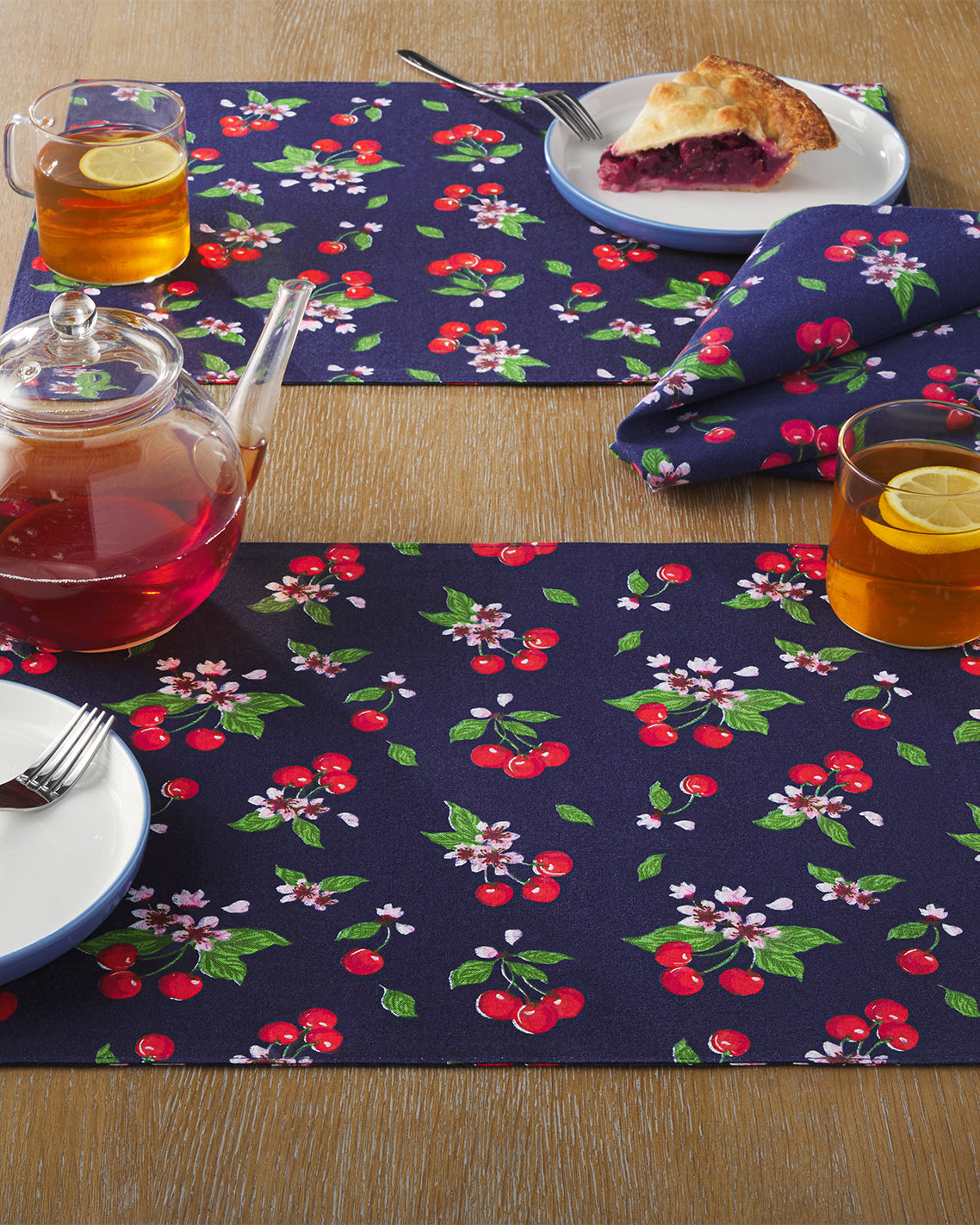 Draper James Multicolor Cherry Blossom Reversible Placemat Set
