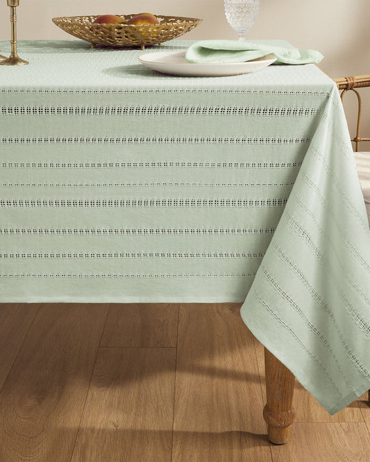 Draper James Green Woven Tablecloth in Sage Green 60x120