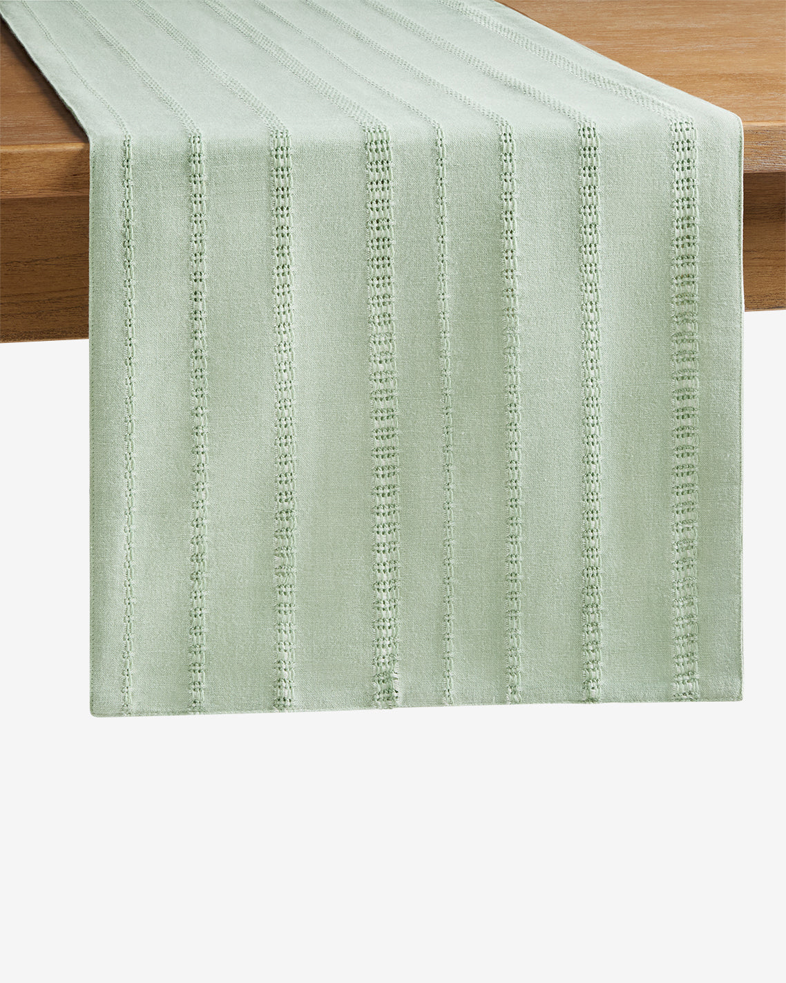 Draper James Green Woven Table Runner in Sage Green