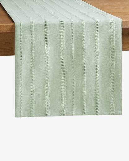 Draper James Green Woven Table Runner in Sage Green