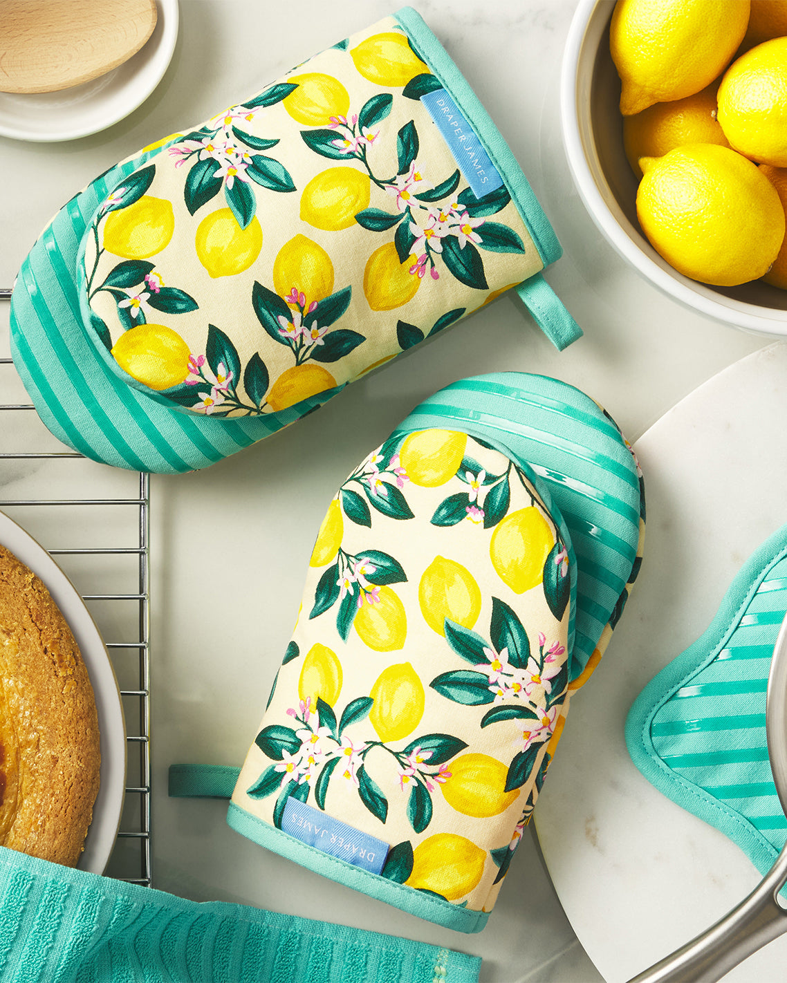 Draper James Multicolor Lemon Blossom Silicone Mini Mitt Set