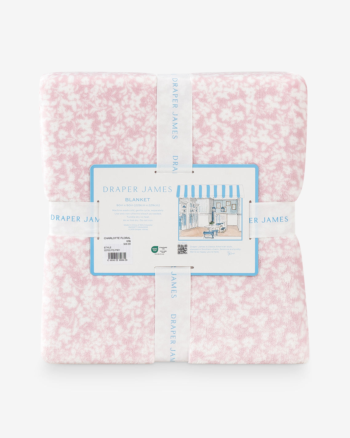 Draper James Pink Multi Chalk Pink Velvetloft Blanket