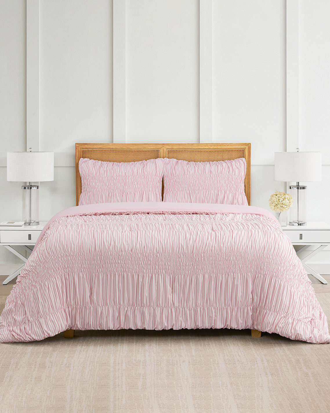Draper James Pink Multi Kara Pinstripe Pink Comforter Set