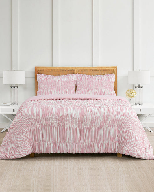 Draper James Pink Multi Kara Pinstripe Pink Comforter Set