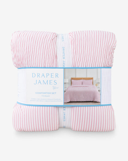 Draper James Pink Multi Kara Pinstripe Pink Comforter Set