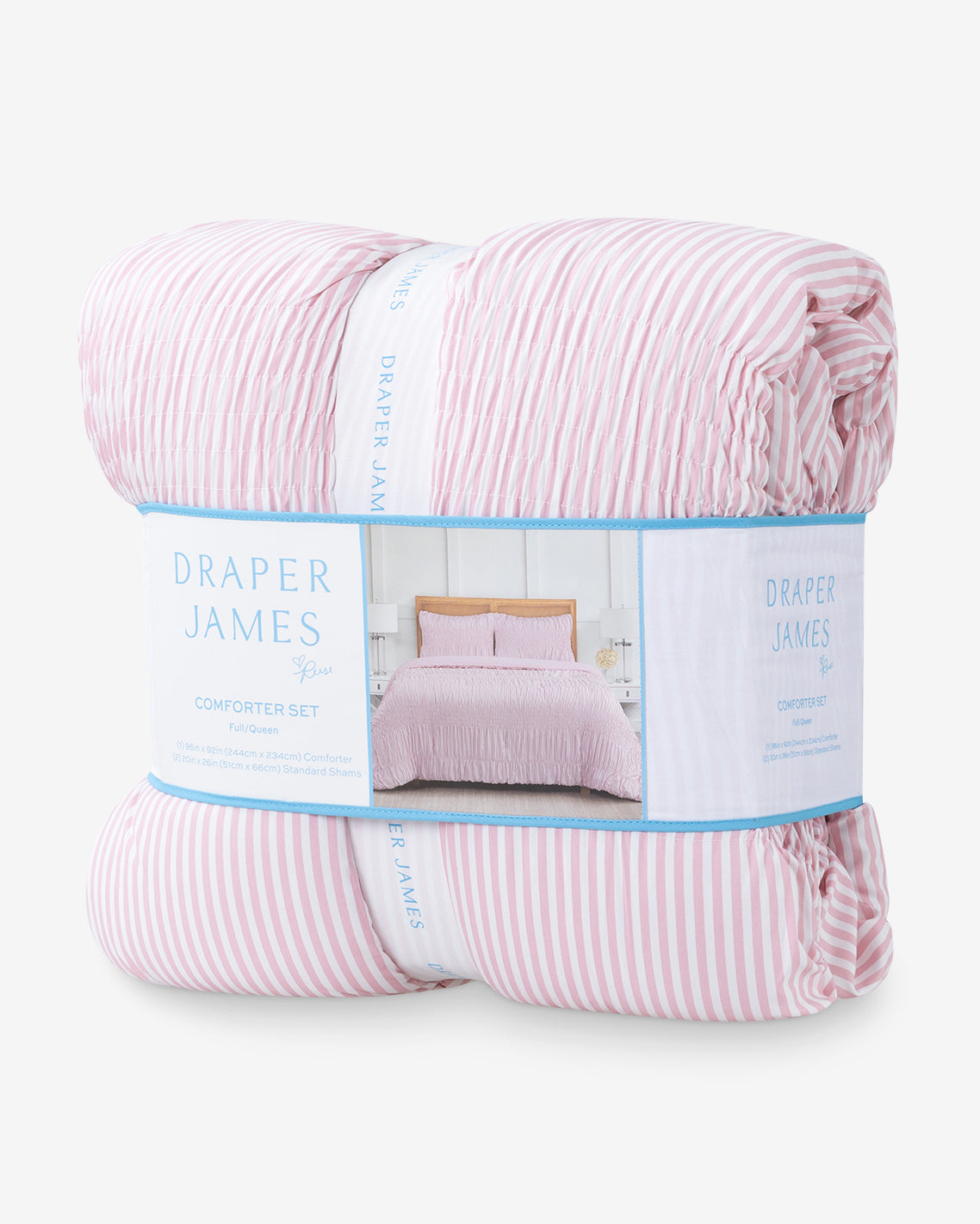 Draper James Pink Multi Kara Pinstripe Pink Comforter Set
