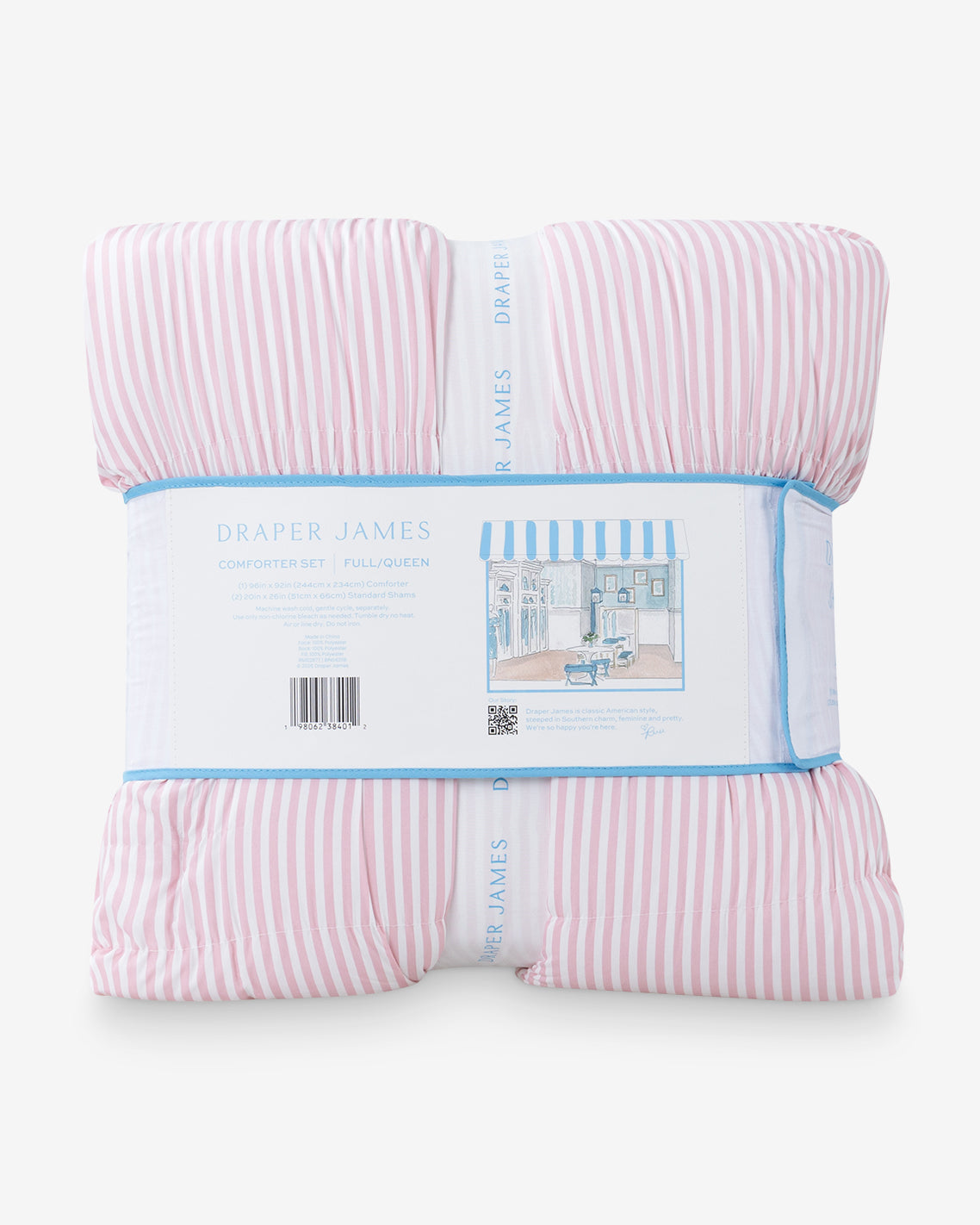 Draper James Pink Multi Kara Pinstripe Pink Comforter Set