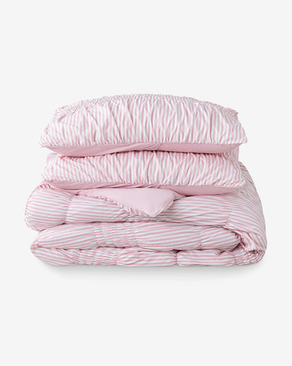 Draper James Pink Multi Kara Pinstripe Pink Comforter Set